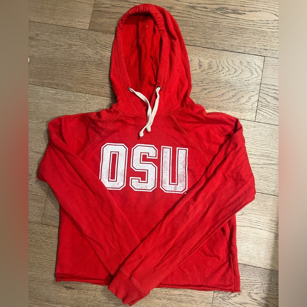 Cropped red OSU hoodie